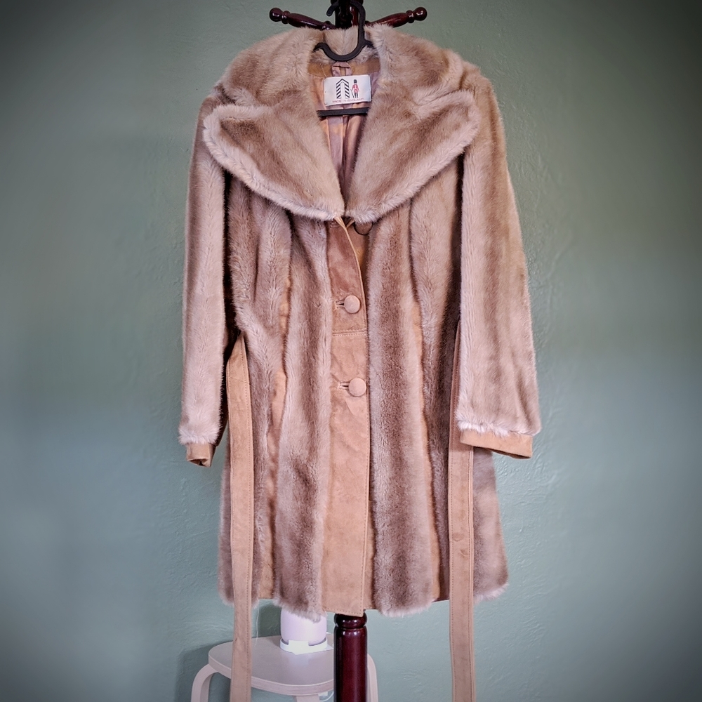 Vintage Faux Fur and Genuine Leather Coat